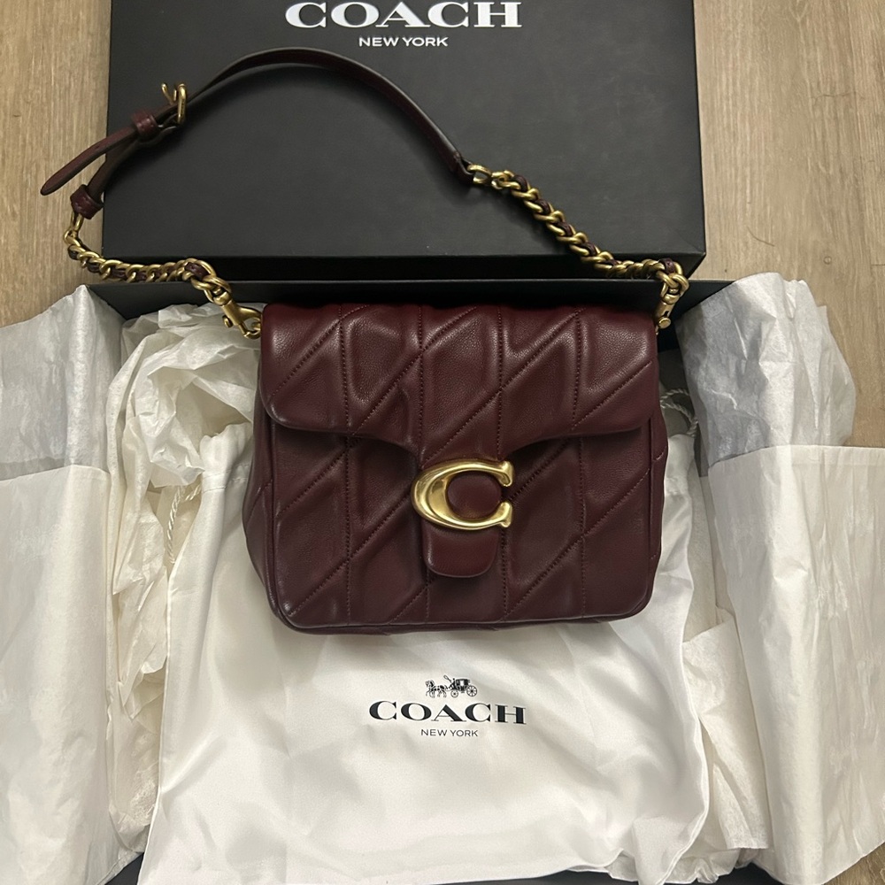 Coach Burgundy Shoulder Bag with Gold Accents